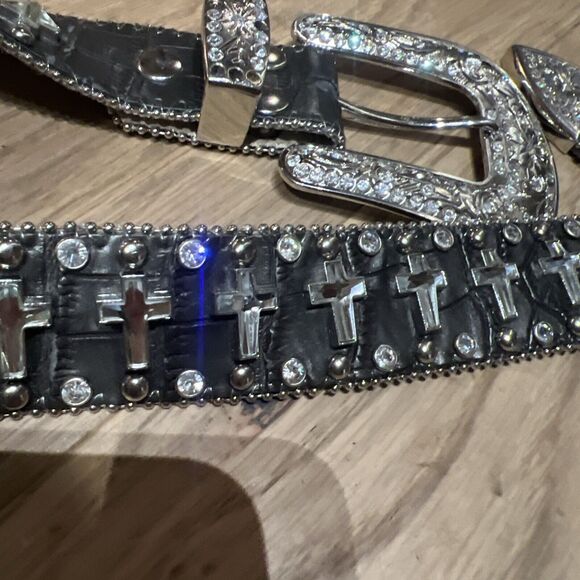 Western Rhinestone SM Bling Belt Crosses Black  Rhinestone Buckle 29 Crosses main image 15